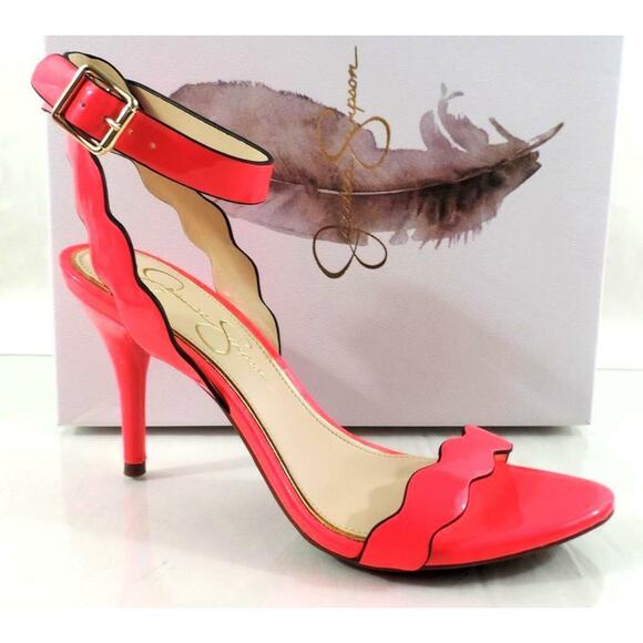 Women's Jessica Simpson Morena Ankle Strap Sandals Heels Pink Patent Size 7.5 - Picture 1 of 9